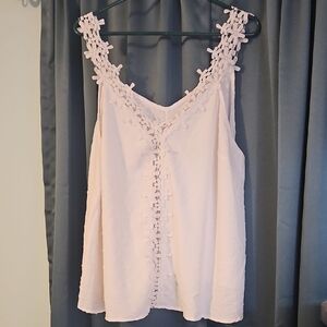 Pink Sleeveless Top with Floral Details